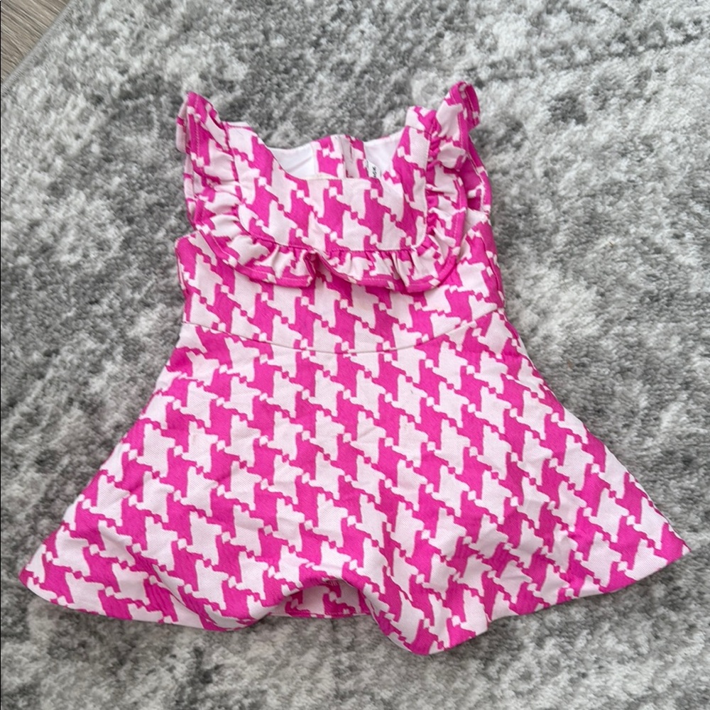 Pink and White Houndstooth Dress